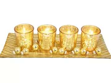 Teelichtglas-Set goldfarbig