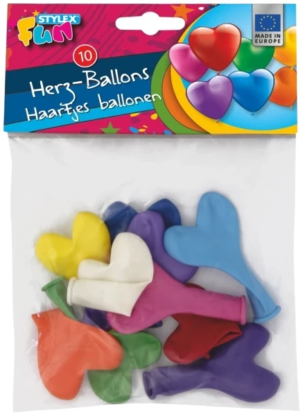 Herz-Luftballons 10er bunt