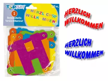 Buchstabengirlande HERZLICH WILLKOMMEN