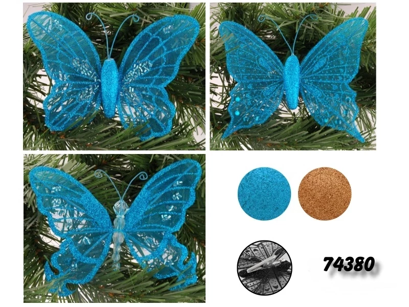 Dekoschmetterling 4er-Set blau + gold