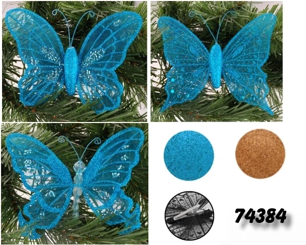 Dekoschmetterling 2er-Set blau + gold