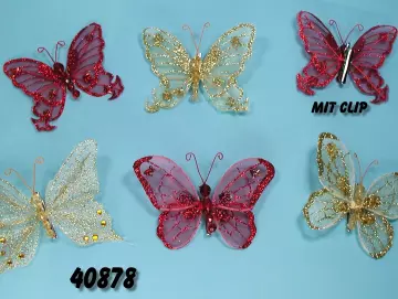 Dekoschmetterling mit Glitter 8cm