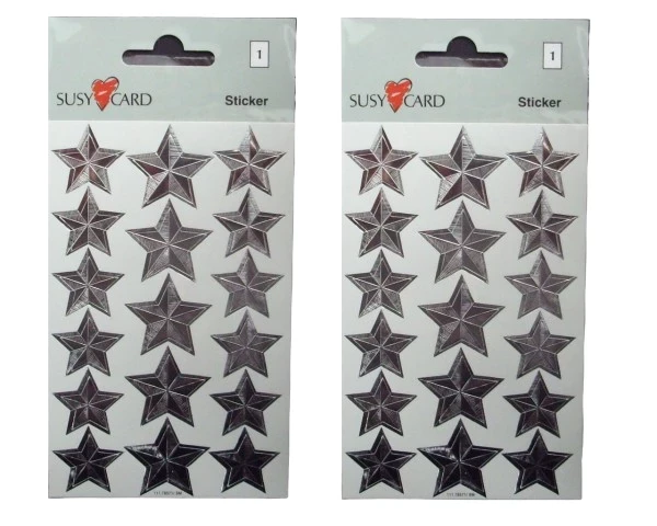 Stickers Sterne metallic silberfarbig 1 Bogen