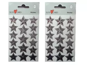 Stickers Sterne metallic silberfarbig 1 Bogen